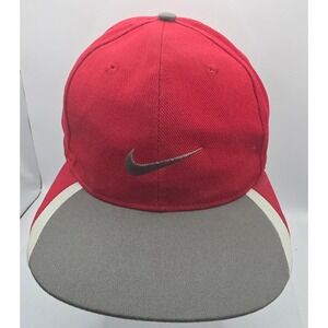 Nike Golf Cap‎ Red Gray Embroidered Swoosh Strapback Baseball Hat